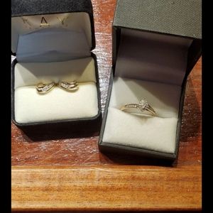 10k gold 1.25 karat diamond ring & earrings set